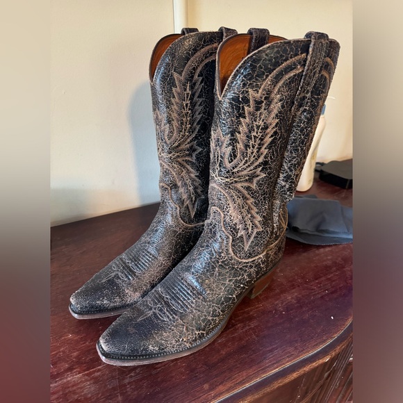 Lucchese brown distressed western boots - Picture 1 of 7